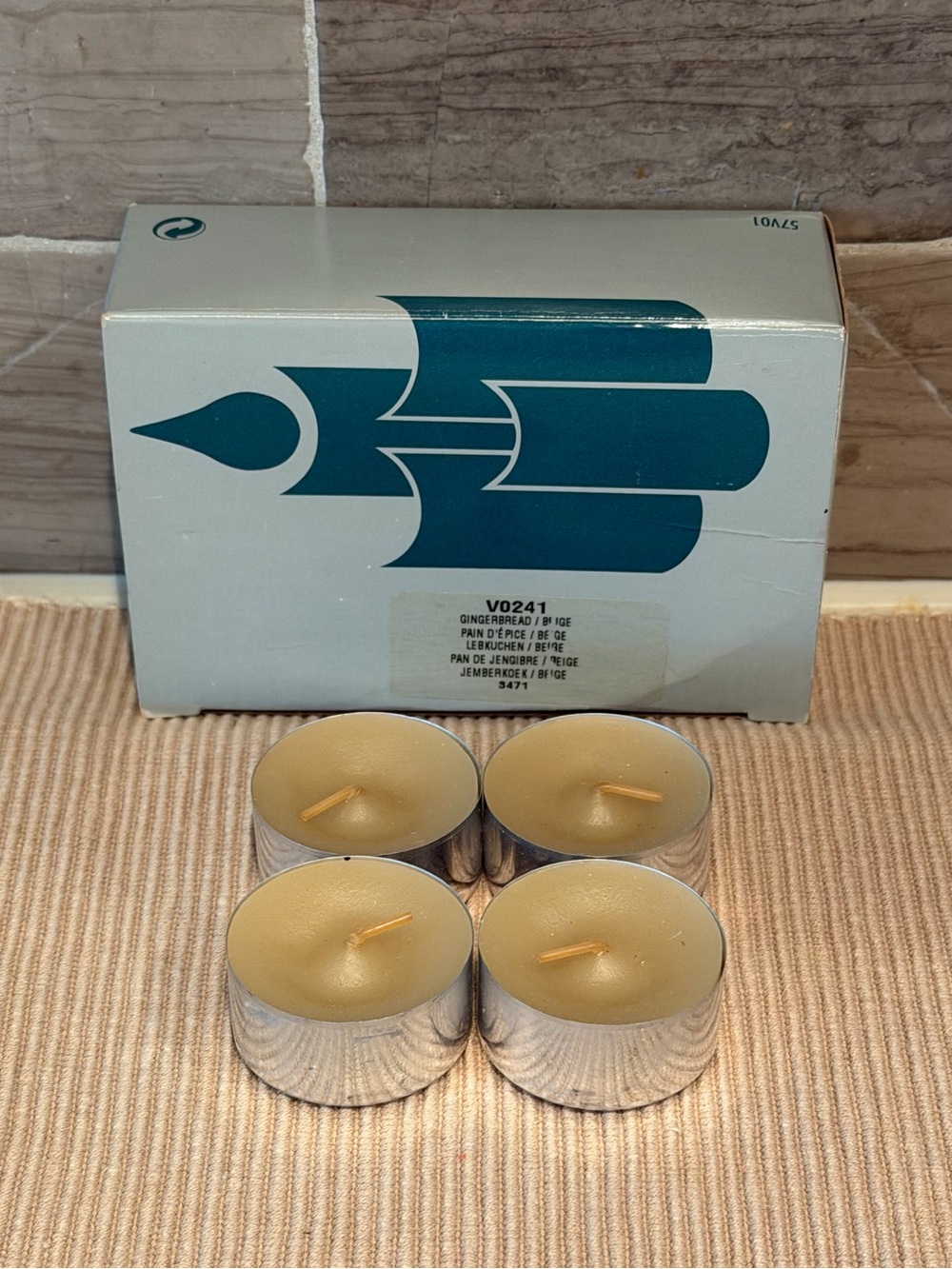 PartyLite Gingerbread Tealight Candles Vintage Partial Box of 4 V0241